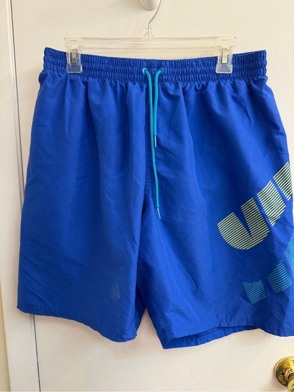 Nike Men's Royal Blue Swim Trunks with Teal Drawstring